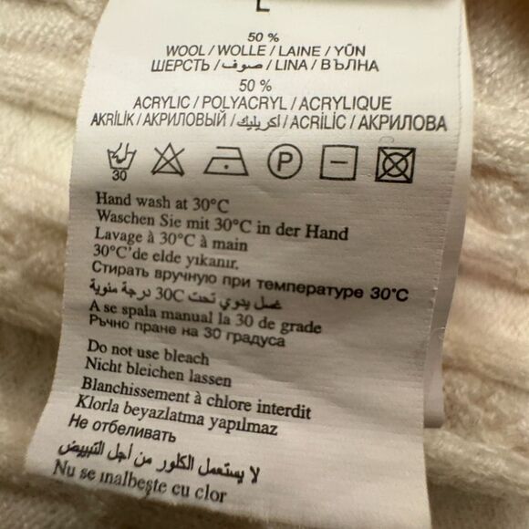 U.S. Polo Assn. Men's V-Neck Cable Knit Beige Sweater Size Large - Picture 10 of 12